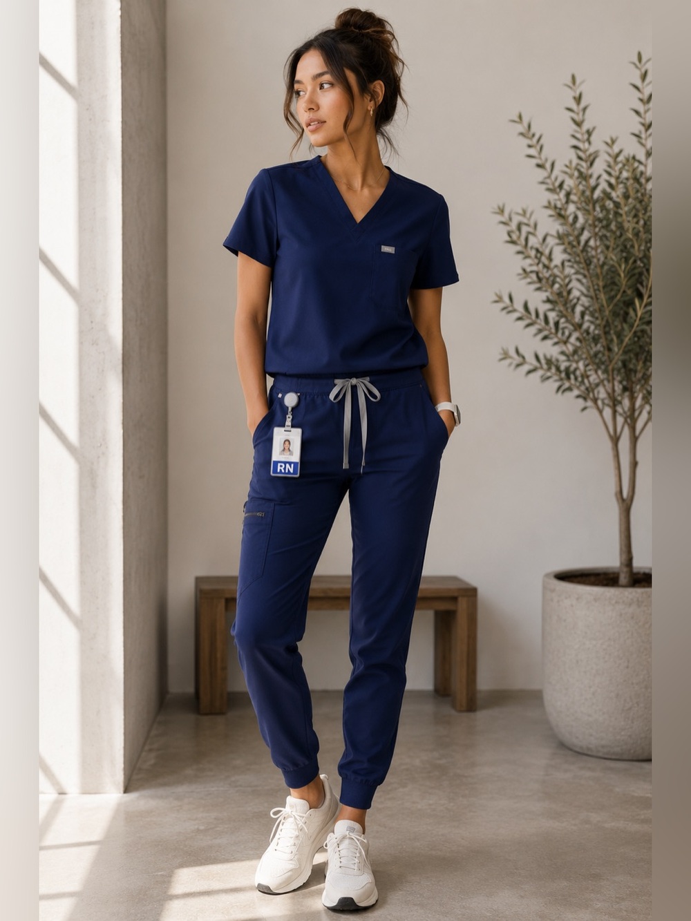 FIGS Zamora Technical Navy Blue Jogger Scrub Pants Medical Healthcare
